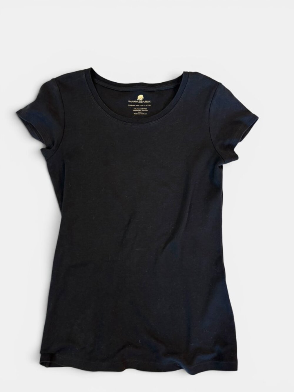Banana Republic Black Fitted Scoop Neck Tee Organic Cotton Size S